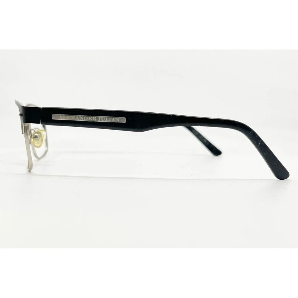 Alexander Julian Eyeglass Frames Mens Black Silver Rectangular 52-16-140